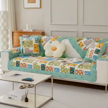 Хлопковая подушка, простая современная летняя ткань для чехла для дивана, хлопковая подушка для дивана на все сезоны, универсальный нескользящий плед