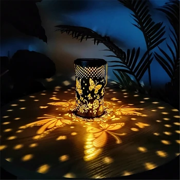 Солнечный Полый Проекционный Свет LED Butterfly Outdoor Lamp Водонепроницаемый Подъемный Подвесной Светильник Ретро Сад Парк Декор Внутреннего Двора