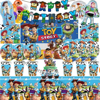 Disney Toy Story Украшение вечеринки по Случаю дня рождения мальчика Посуда Бумажный стаканчик Тарелка Фон Базза Лайтера Принадлежности для вечеринки в честь дня рождения ребенка