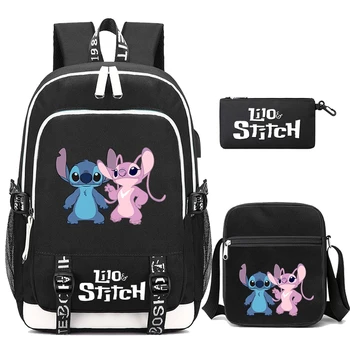 3 шт./компл. Рюкзак Disney Lilo Stitch для мальчика и девочки 