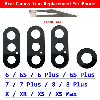 Оригинальная Стеклянная Крышка Объектива Задней Камеры Заднего Вида Для iPhone 6 6S 7 8 Plus X XS Max XR С Оригинальной Наклейкой Для Замены Запасных Частей