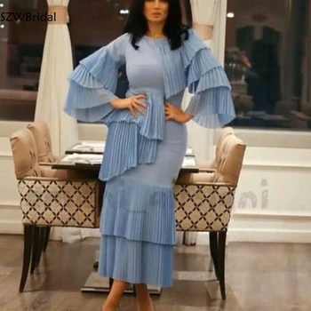 Новое поступление, шифоновое мусульманское вечернее платье с длинным рукавом, женские элегантные вечерние платья abendkleider 2024 чайной длины