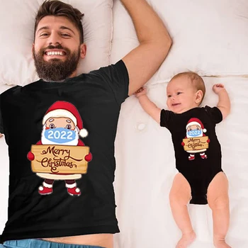 Рождественский свитер, подходящая для семьи одежда, С Рождеством 2022, детские футболки с короткими рукавами с героями мультфильмов 