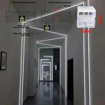 15 ×15 мм Силиконовая Светодиодная Неоновая Трубка Гибкий Профиль LED для Шкафов Гардеробы Винные Шкафы Книжные Шкафы Потолок Стены