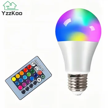 E27 LED RGB Лампа Прожекторная Лампа Переменного Тока 85-265 В Bombillas LED 4 Вт 10 Вт 15 Вт ИК-Пульт Дистанционного Управления Светодиодная Лампа Smart Led RGBW Лампа Домашнего Декора